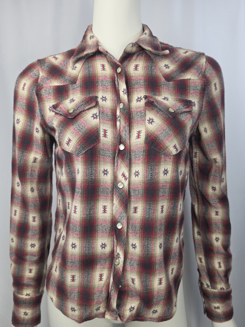 Denim & Supply Ralph Lauren Western Plaid Pearl Snap Shirt S